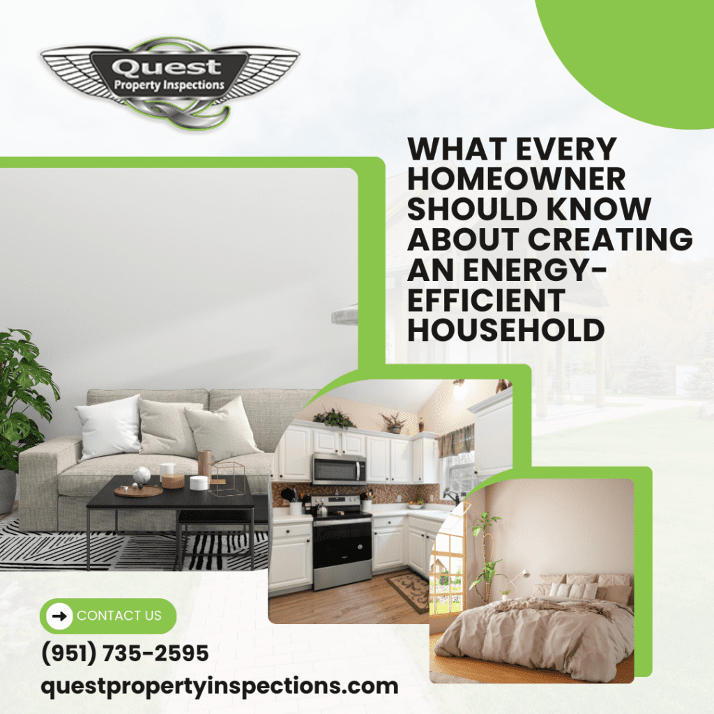 Living room, kitchen, and bedroom energy tips graphic