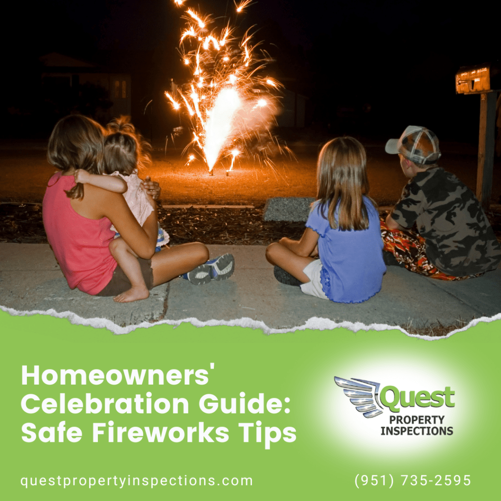 Family enjoying fireworks safely from a distance