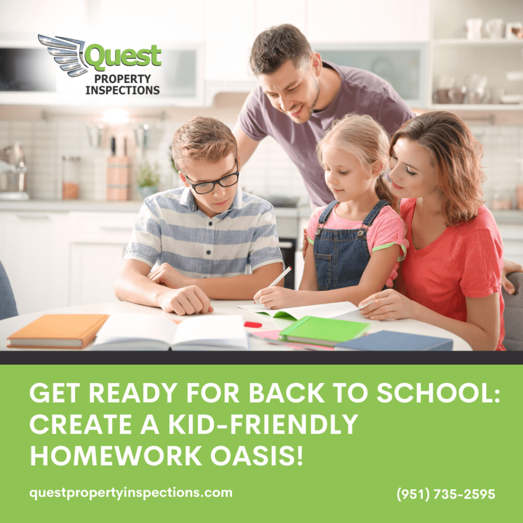 A family helping their two children with homework at a kitchen table